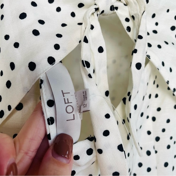 NEW Loft Linen Polka Dot Tie Back Mini Dress - Picture 9 of 9